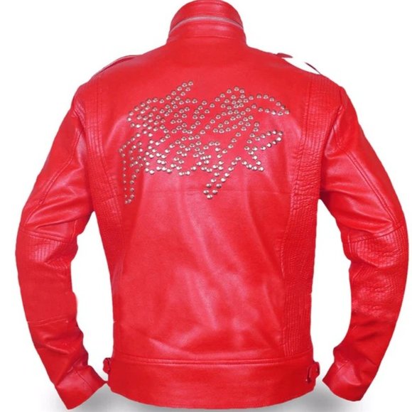 Daft Punk Jacket Men Red Biker Leather Jacket Genuine Leather Motorcycle Leather